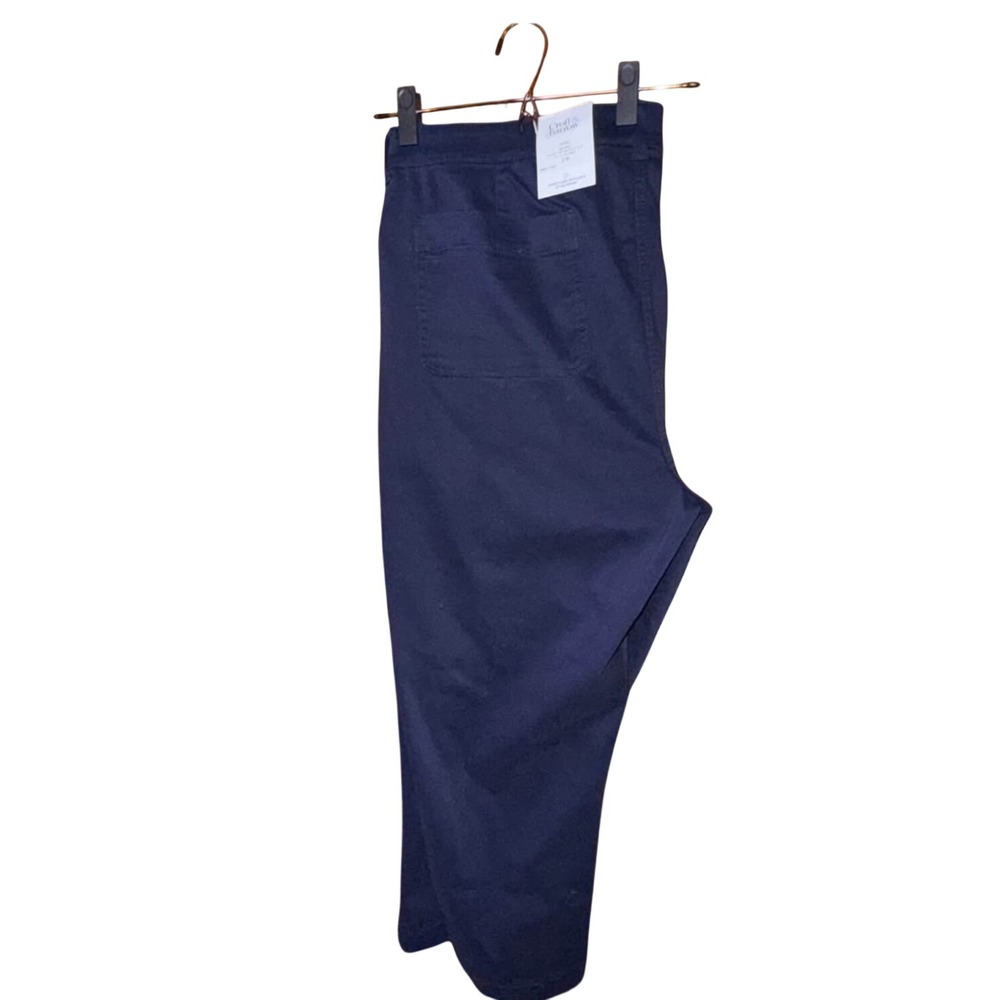 Croft & Barrow Ankle Pants 22W Navy Blue Mid Rise Relaxed Fit Tapered WC23X003PS